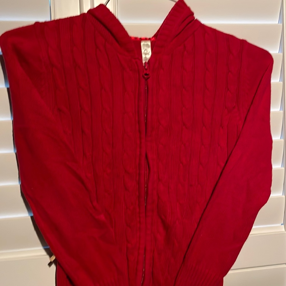 Girls Size M 7/8 Red Zip-Front Hoodie Sweater